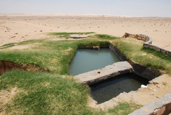 Wasserbecken in der Oase Ain-Khadra am Rande der Weissen Wüste