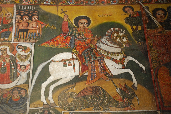 Der heilige Georg als Freske in der Debre Birhan Selassie-Kirche