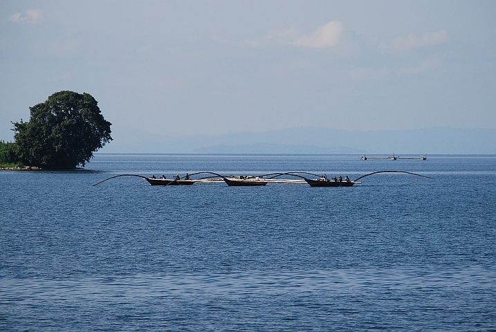 Fischerboote auf dem Kivusee bei Rubona in der Nähe von Gisenyi