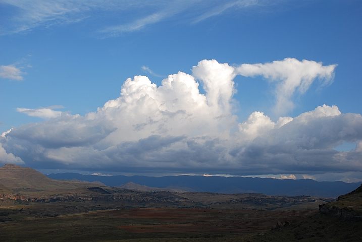 Ein letzter Blick zurück auf die Berge von Lesotho