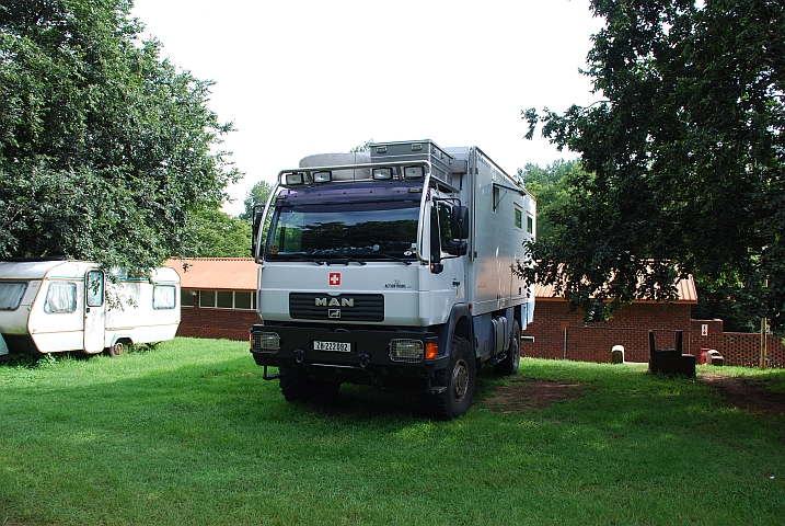 Obelix auf unserem Platz im Fountains Valley Caravan Park