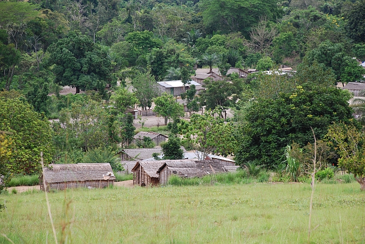 Bambushüttendorf Edzouga zwischen Mbié und Lékéti