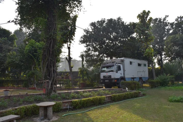 Obelix im Garten von Mrs. Bhandari’s Guesthouse