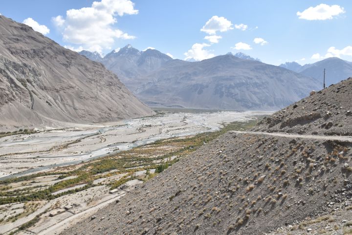 Blick zurück auf den Zusammenfluss von Pamir und Wakhan