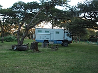 Obelix beim Rangieren auf dem Campingplatz von Louis Trichardt