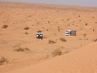 Obelix und Unimog unterwegs in der Wüste von Douz nach Ksar Ghilene