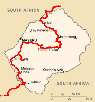 Lesotho Karte